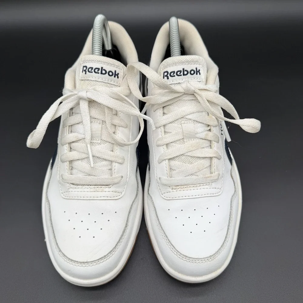 Reebok Royal Techque Mens Size 7 White Navy Casual Leather Shoes Sneakers